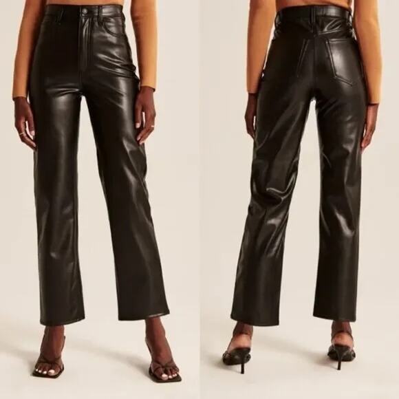 Abercrombie & Fitch Vegan Leather Ankle Straight Pants Womens 29/8 Black - Picture 16 of 16